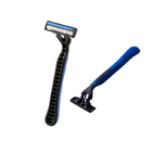 Stainless Steel Triple Blade Shaver Disposable With Non - Slip Rubber Grips